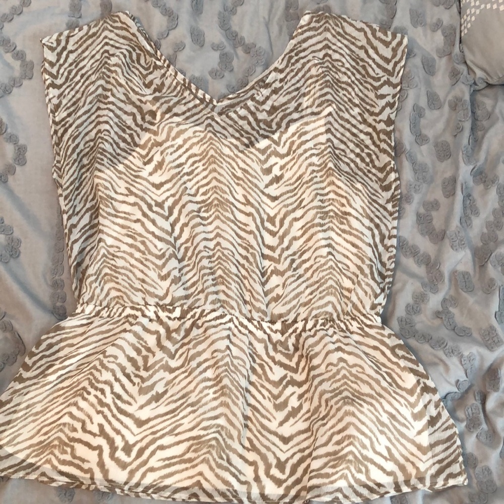 Express Zebra Puplum Top